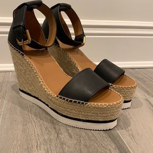 See By Chloé Glyn Leather Wedge Sandal